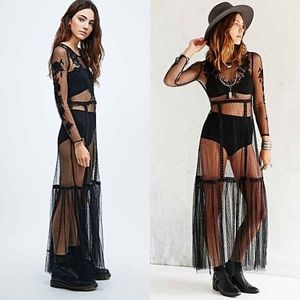 Ecote lily maxi dress long sleeve black lace